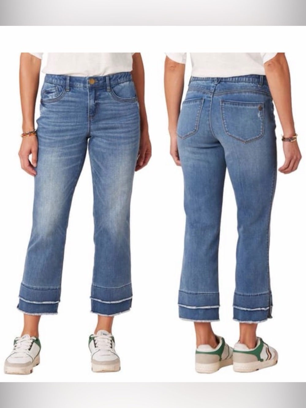 Democracy Absolution Double Layer Fray Flare Crop Jeans Women 16P Petite Stretch